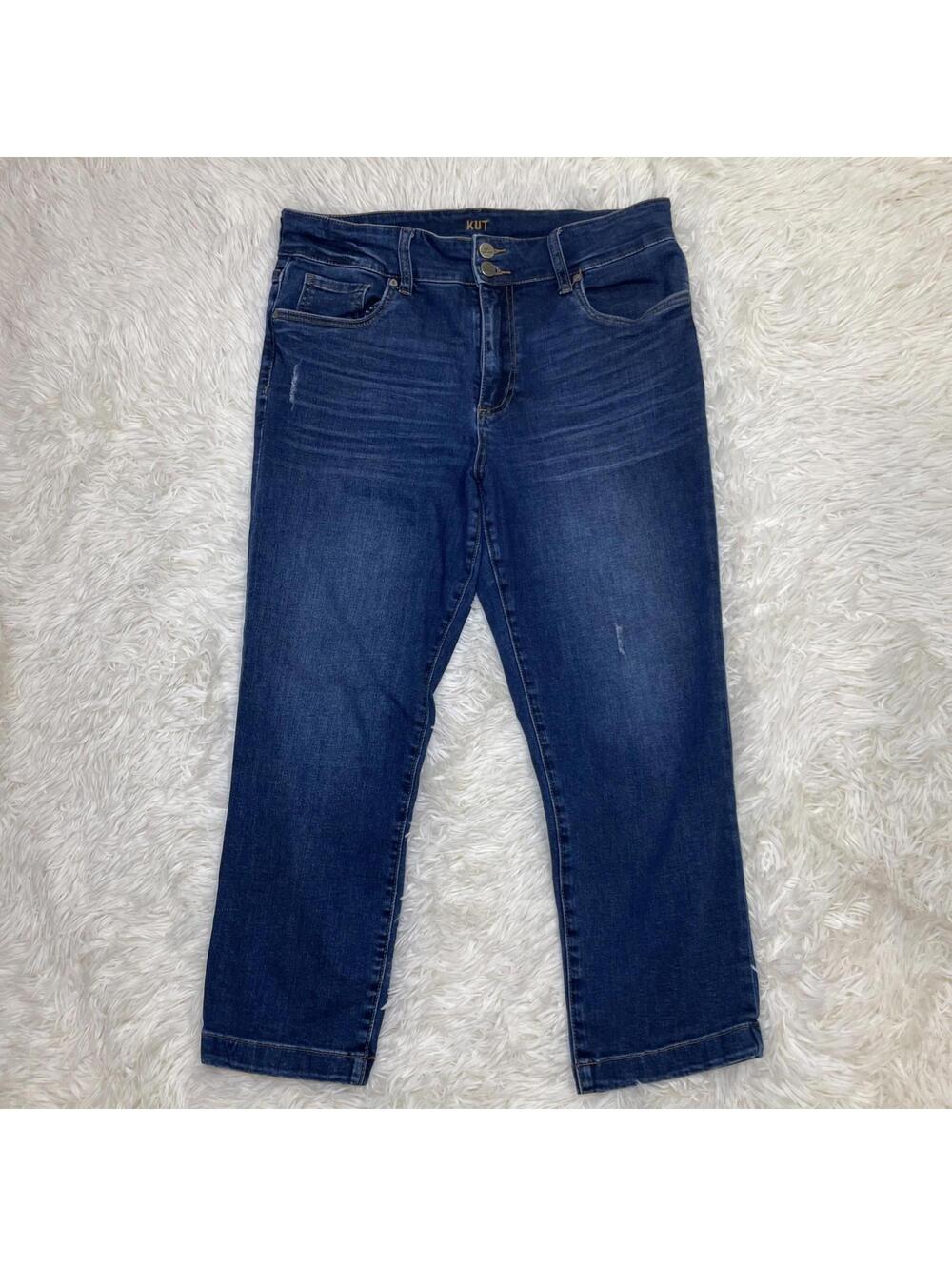 Kut From The Kloth jeans 58539 crop straight leg Raw Hem Size 10